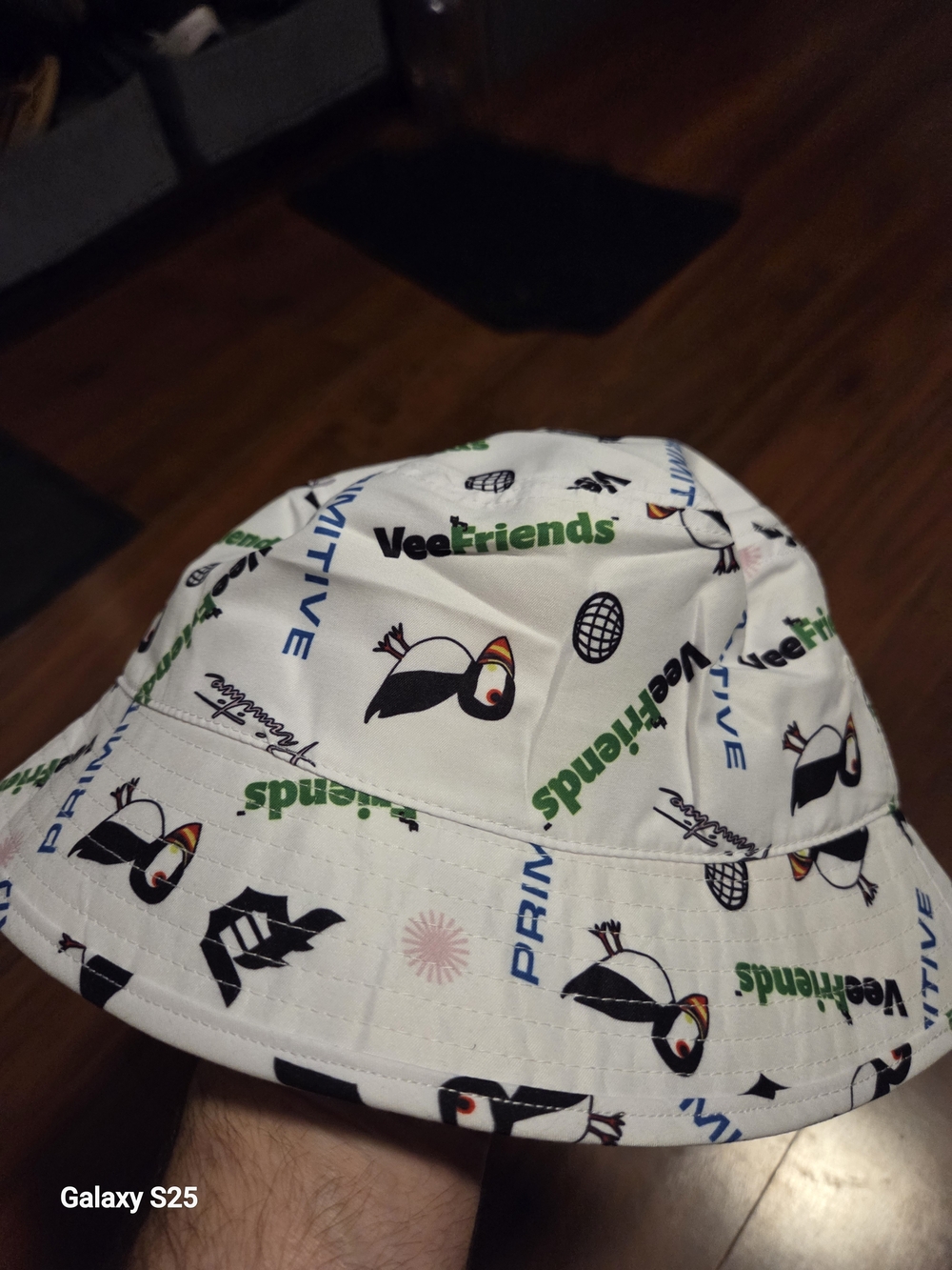 Primitive White Puffin Bucket Hat with Colorful Beak Accents
